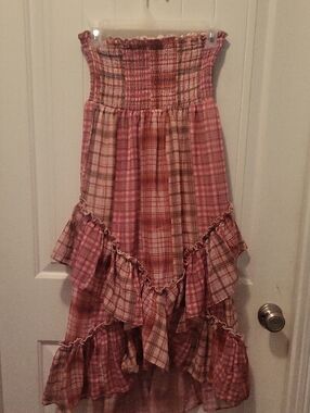 Womens Plaid Multicolored Sheer Maxi Skirt